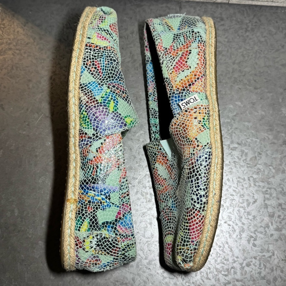 🌻 Toms Leather Alpargata Mosaic Butterfly Slip On Espadrille Flats 9 - Picture 5 of 9